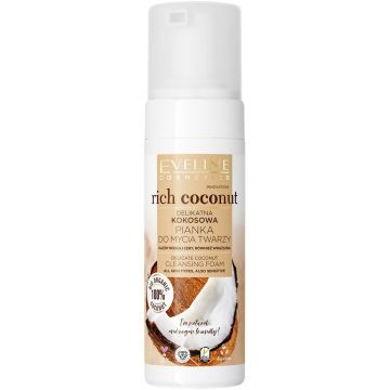 Spuma delicata de curatare cu cocos bio, pentru toate tipurile de ten, Eveline Cosmetics Rich Coconut, 150 ml