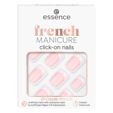 Unghii false French Manicure Click-On, 01 Classic French, 12 bucati, Essence