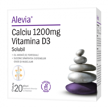Calciu 1200mg Vitamina D3, 20 plicuri, Alevia