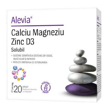 Calciu Magneziu Zinc, 20 plicuri, Alevia