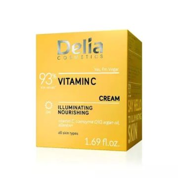 Crema de fata iluminatoare si nutritiva cu Vitamina C, 50ml, Delia Cosmetics