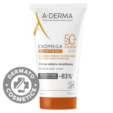 Crema de protectie solara SPF50+ Exomega Control, 150ml, A-Derma Crema de protectie solara SPF50+ Exomega Control, 150ml, A-Derma