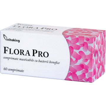 Flora Pro comprimate masticabile cu bacterii benefice, 60 comprimate, Vitaking