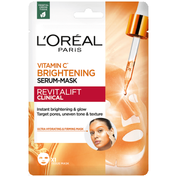 Masca servetel pentru fata cu efect de luminozitate Revitalift Clinical, 26g, L'Oreal Paris