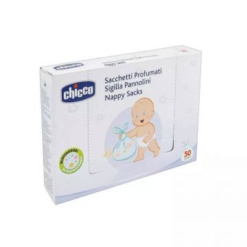 Pungi parfumate si sigilate pentru scutece folosite, 50 bucati, Chicco