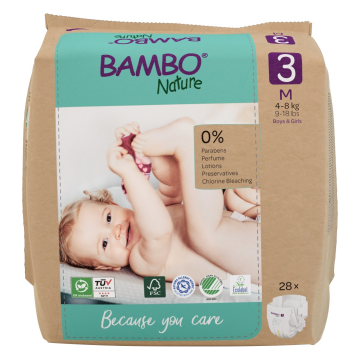Scutece Ecolabel, marimea 3, 4-8 kg, 28 bucati, Bambo Nature