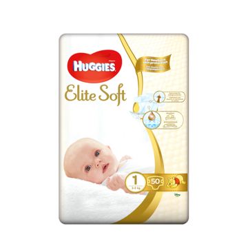 Scutece Elite Soft Marimea 1, 3 - 5kg, 50 bucati, Huggies