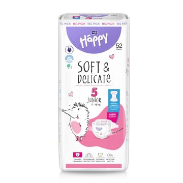 Scutece Happy Soft & Delicate 11-18 kg Junior Marimea 5, 52 bucati, Bella Baby