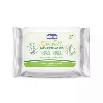Servetele umede cu ulei esential de eucalipt si citronella NaturalZ 2 luni+, 20 bucati, Chicco