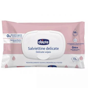 Servetele umede delicate fara alcool si sapun 0 luni+, 72 de bucati, Chicco