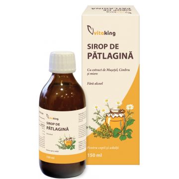 Sirop de patlagina cu extract de musetel cimbru si miere, 150ml, Vitaking