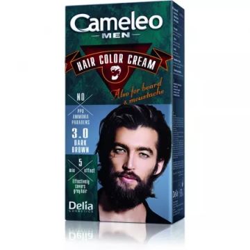 Vopsea de par pentru barbati Cameleo 3.0 Dark Brown, 60ml, Delia Cosmetics Vopsea de par pentru barbati Cameleo 3.0 Dark Brown, 60ml, Delia Cosmetics