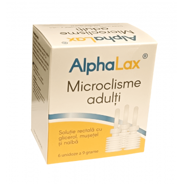 Alphalax Microclisme cu glicerol, musetel si nalba pentru adulti 6 unidoze