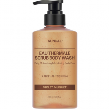 Gel de dus exfoliant pentru corp cu apa termala Violet Muguet, 500ml, Kundal