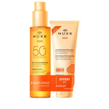 Pachet Nuxe Sun – Ulei bronzant anti-age SPF 50, 150 ml + Lotiune after sun calmanta, 100 ml