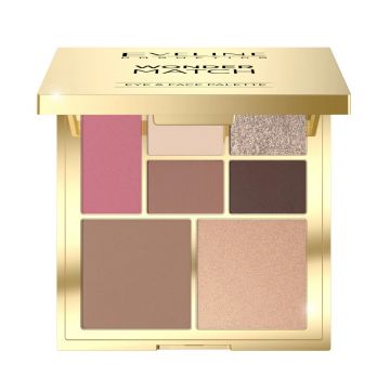 Paleta pentru ochi si fata multifunctionala, cu blush, farduri, bronzer si iluminator Eveline Cosmetics Wonder Match, 14 g