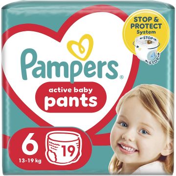 Scutece Active Baby Pants pentru 13-19kg Marimea 6, 19 bucati, Pampers