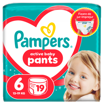 Scutece Active Baby Pants pentru 13-19kg Marimea 6, 19 bucati, Pampers