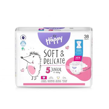 Scutece Happy Soft & Delicate 11-18 kg Junior 5, 38 bucati, Bella Baby
