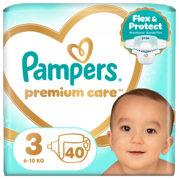 Scutece Premium Care Marimea 3 pentru 6-10 kg, 40 bucati, Pampers