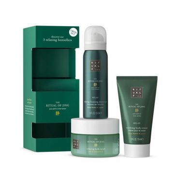 Set cadou Rituals The Ritual of Jing, Spuma de dus, 50 ml + Exfoliant de corp cu zahar, 125 ml + Crema de corp, 70 ml, Unisex