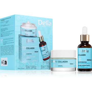 Set Crema de fata cu Collagen 50ml + Ser hidratant pentru ten 30ml, Delia Cosmetics