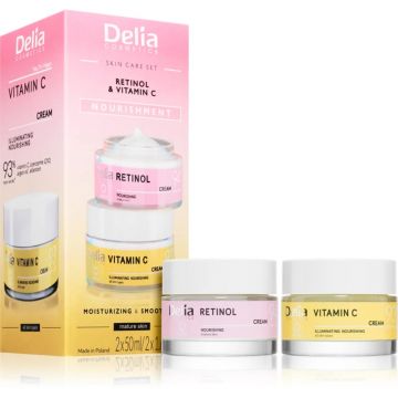 Set Crema de fata cu Retinol 50ml + Crema de fata cu Vitamina C 50ml, Delia Cosmetics