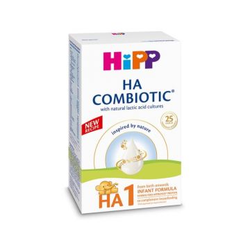 Lapte praf formula de inceput HA1 Combiotic, +0 luni, 350g, Hipp