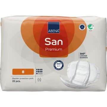 Absorbante anatomice pentru incontinenta moderata pana la severa San 8 Premium unisex cu absorbtie 2500ml, 22 bucati, Abena
