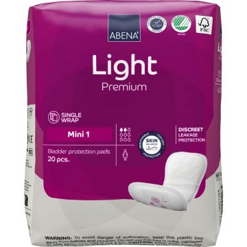 Absorbante anatomice pentru incontinenta usoara Premium Light MINI 1 cu absorbtie 180ml, 20 bucati, Abena