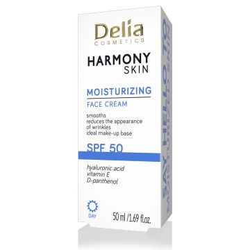 Crema de fata hidratanta cu SPF50 Harmony Skin, 50ml, Delia Cosmetics