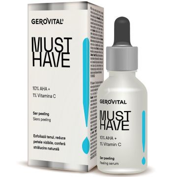 Gerovital Must Have Ser peeling cu acizi AHA 10% si vitamina C 1%  30 ml