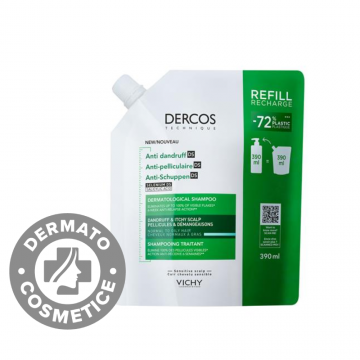 Rezerva Eco Sampon anti-matreata pentru par normal si gras Dercos, 390ml, Vichy