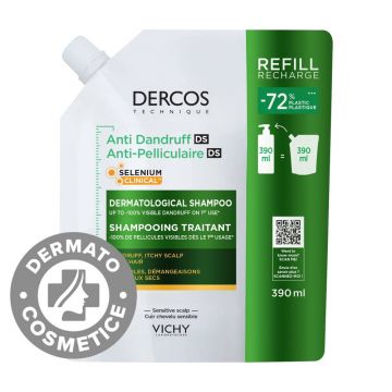 Rezerva Eco Sampon anti-matreata pentru par uscat Dercos, 390ml, Vichy