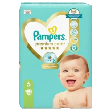 Scutece Premium Care marimea6 13+ kg, 38 bucati, Pampers