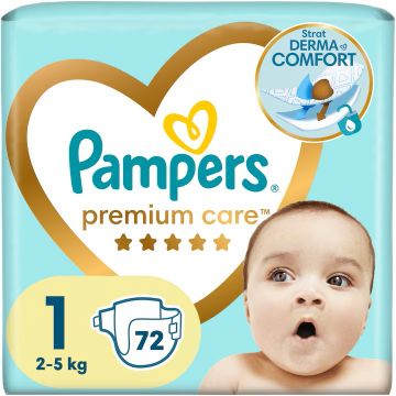 Scutece Premium Care Nr.1 pentru 2-5 kg, 72 bucati, Pampers