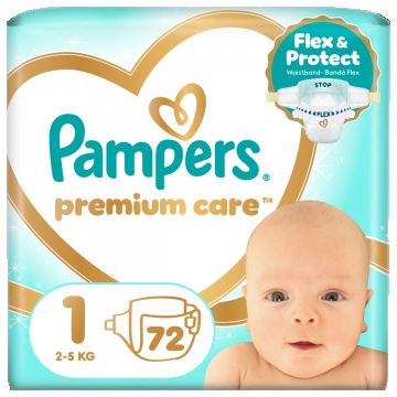 Scutece Premium Care Nr.1 pentru 2-5 kg, 72 bucati, Pampers