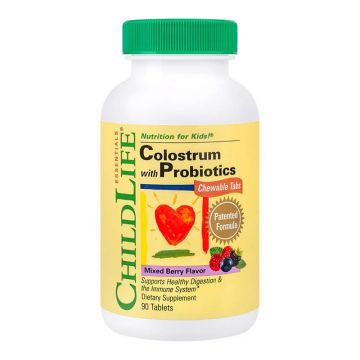 Secom ChildLife Colostrum cu Probiotice, 90 tablete masticabile