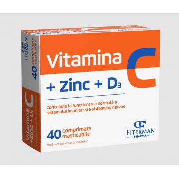 Vitamina C + Zinc + D3 40 comprimate masticabile Fiterman