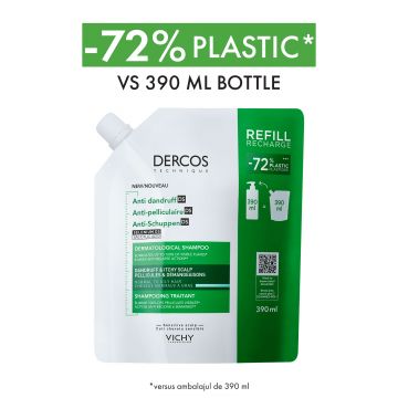 Rezerva eco Vichy Dercos sampon antimatreata par normal gras, 390ml