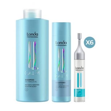 Set Londa Professional Calm – Sampon 1000ml + Balsam 250ml + Ser 6x9ml pentru scalp sensibil