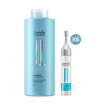 Set Londa Professional Calm – Sampon 1000ml + Ser 6x9ml pentru scalp sensibil cu efect calmant instant