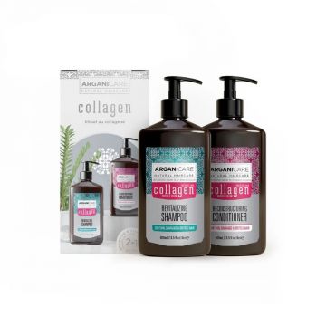 Set Sampon & Balsam cu colagen si ulei de argan pentru par subtire deteriorat sau fragil, Arganicare