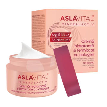Aslavital mineral activ crema hidratanta si fermitate cu colagen cu argila si skinectura 50 ml