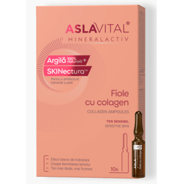 Aslavital Mineralactiv fiole cu colagen, argila si skinectura pentru ten sensibil 10 fiole