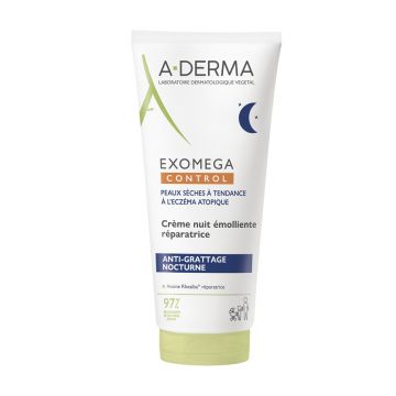 Crema de noapte reparatoare pentru piele uscata A-derma Exomega Control, 200 ml Crema de noapte reparatoare pentru piele uscata A-derma Exomega Control, 200 ml