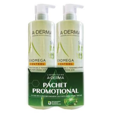 Gel spumant 2 in 1 Exomega Control A- Derma (Concentratie: Gel, Gramaj: 2 x 500 ml) Gel spumant 2 in 1 Exomega Control A- Derma (Concentratie: Gel, Gramaj: 2 x 500 ml)