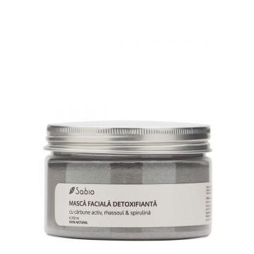 Masca faciala detoxifianta carbune activ rhassoul si spirulina, 250ml, Sabio