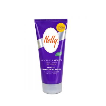 Masca pentru par alb/gri sau decolorat cu efect de matuire si neutralizare a tonurilor galbene sau calde, 150ml, Nelly