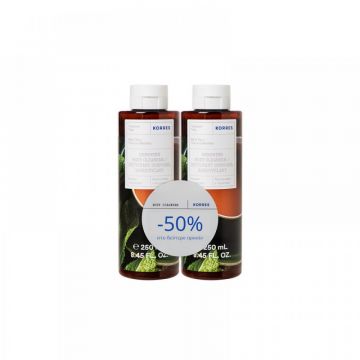 Pachet Gel de dus Mint Tea 1 + 50% reducere la al doilea produs, 2 x 250ml, Korres
